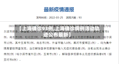 【上海确诊93例,上海确诊病例活动轨迹公布最新】