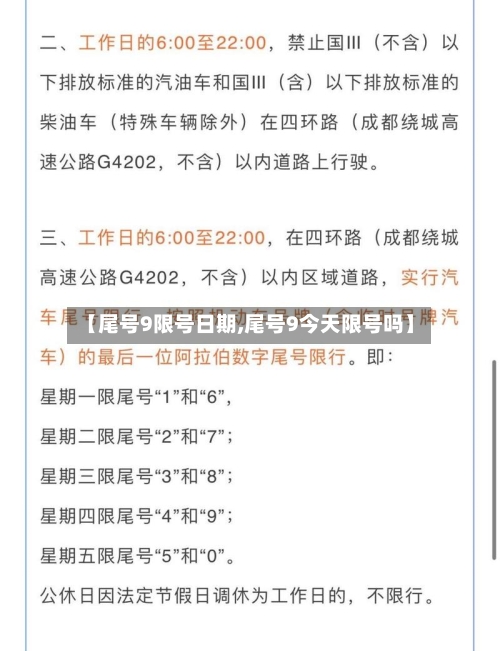 【尾号9限号日期,尾号9今天限号吗】-第2张图片