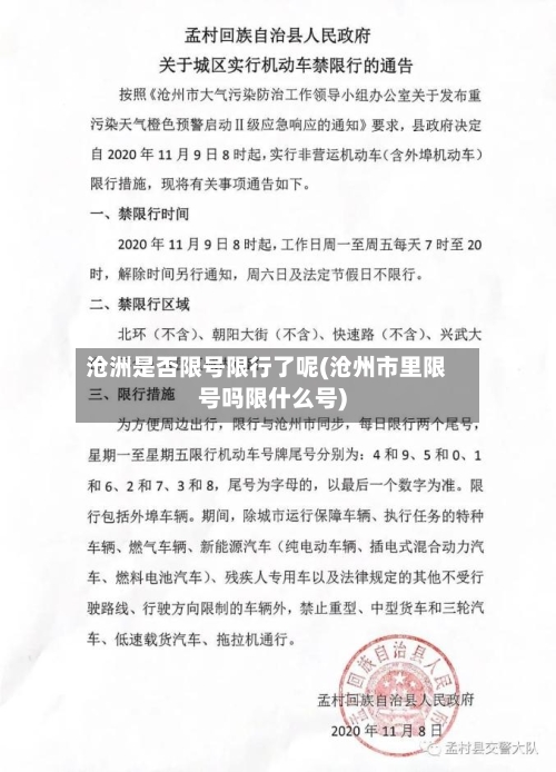 沧洲是否限号限行了呢(沧州市里限号吗限什么号)-第3张图片