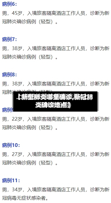 【新型肺炎哪里确诊,新冠肺炎确诊地点】