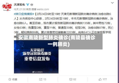 安徽南陵新型肺炎确诊(南陵县确诊一例肺炎)-第3张图片