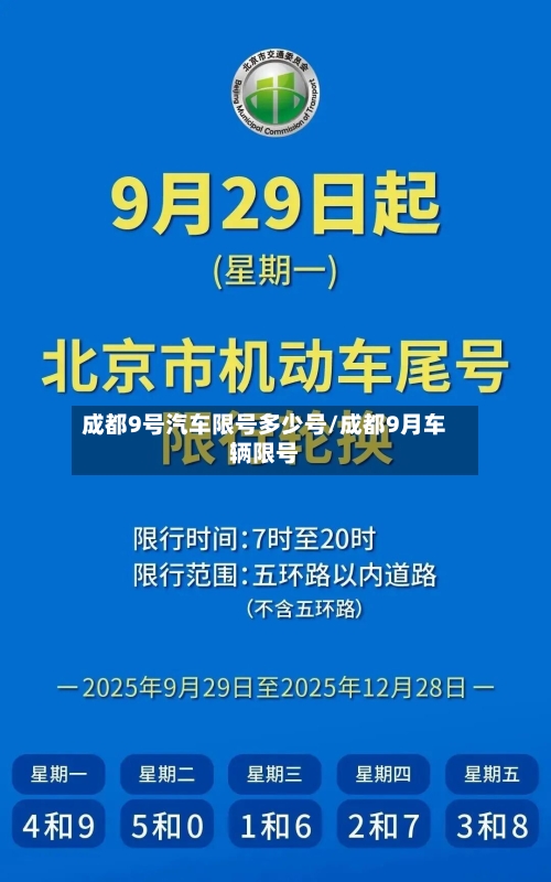 成都9号汽车限号多少号/成都9月车辆限号-第3张图片