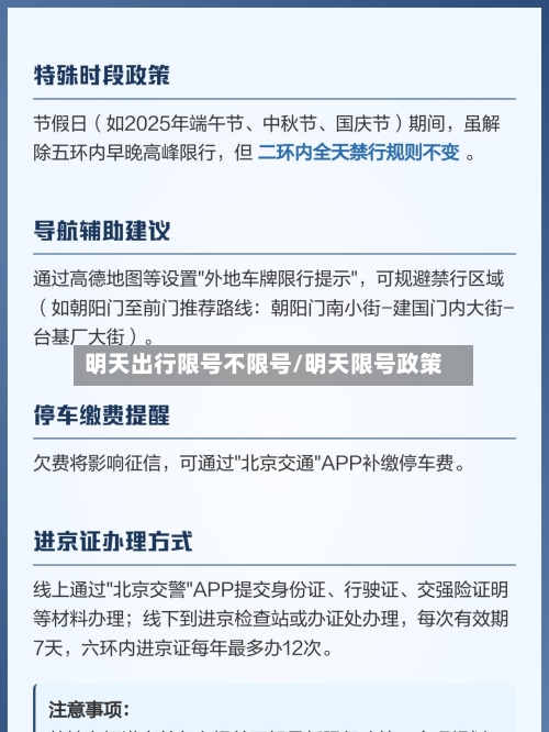 明天出行限号不限号/明天限号政策