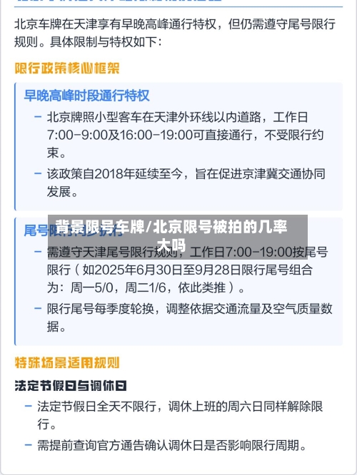 背景限号车牌/北京限号被拍的几率大吗