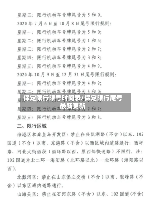 保定限行限号时间表/保定限行尾号最新更新-第3张图片