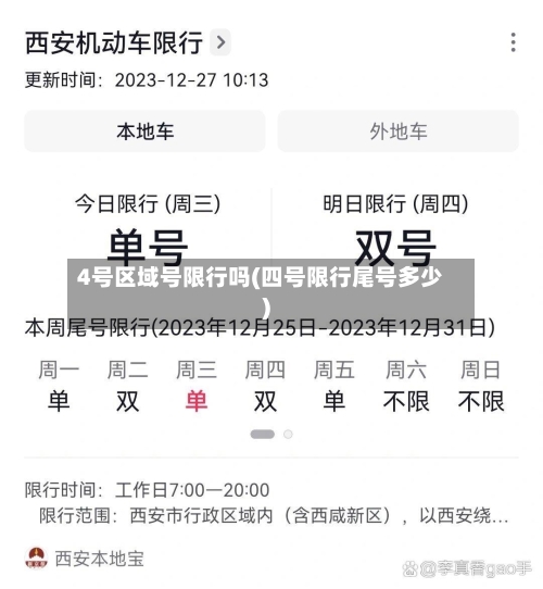 4号区域号限行吗(四号限行尾号多少)