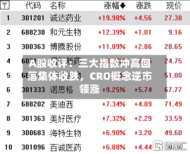 A股收评：三大指数冲高回落集体收跌，CRO概念逆市领涨-第2张图片