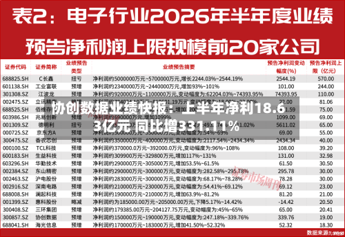 协创数据业绩快报：上半年净利18.63亿元 同比增331.11%