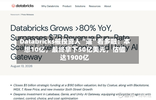 Databricks被投资人“逼”着多融：本想10亿，最终拿下50亿美元，估值达1900亿-第2张图片