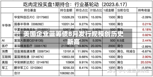 美国企业蓝筹债8月发行规模创历史新高