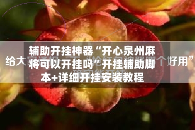 辅助开挂神器“开心泉州麻将可以开挂吗”开挂辅助脚本+详细开挂安装教程-第2张图片