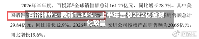 百济神州：微涨1.34%，上半年营收222亿全球化放量-第2张图片