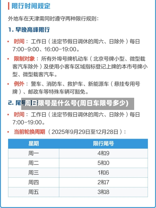 周日限号是什么号(周日车限号多少)-第3张图片