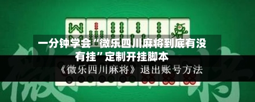 一分钟学会“微乐四川麻将到底有没有挂”定制开挂脚本-第2张图片