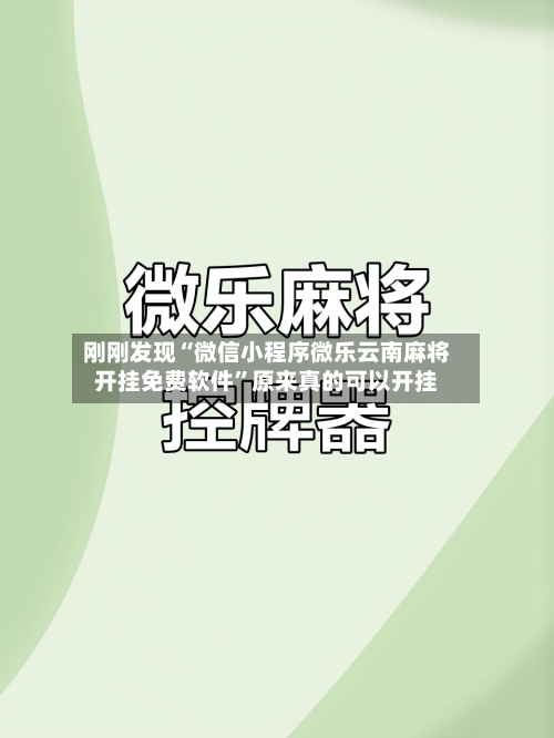 刚刚发现“微信小程序微乐云南麻将开挂免费软件”原来真的可以开挂-第3张图片
