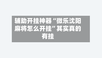 辅助开挂神器“微乐沈阳麻将怎么开挂”其实真的有挂-第3张图片