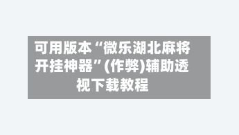 可用版本“微乐湖北麻将开挂神器”(作弊)辅助透视下载教程-第2张图片