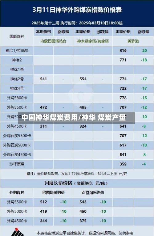 中国神华煤炭费用/神华 煤炭产量