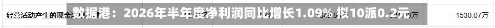 数据港：2026年半年度净利润同比增长1.09% 拟10派0.2元-第1张图片