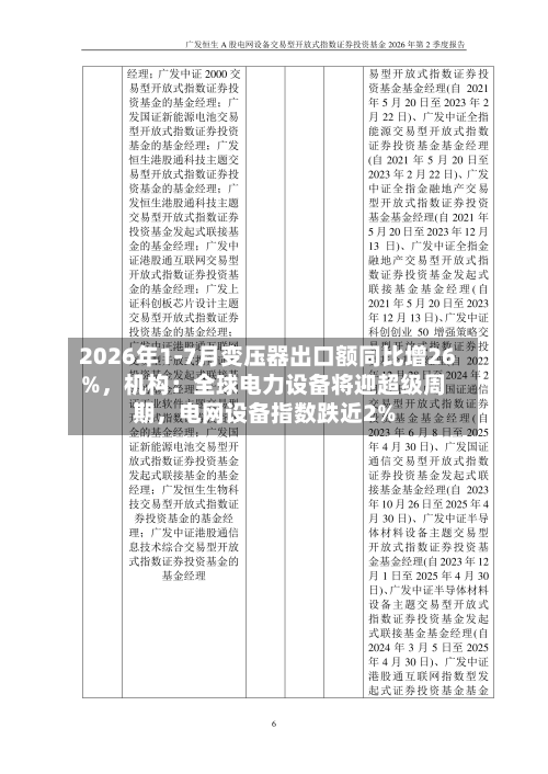 2026年1-7月变压器出口额同比增26%，机构：全球电力设备将迎超级周期，电网设备指数跌近2%-第2张图片