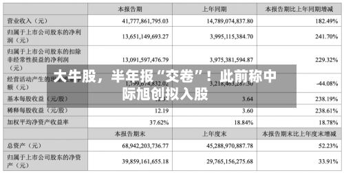 大牛股	，半年报“交卷”！此前称中际旭创拟入股-第3张图片