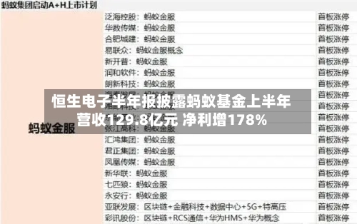 恒生电子半年报披露蚂蚁基金上半年营收129.8亿元 净利增178%-第3张图片