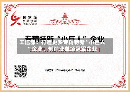 工信部：打造更多专精特新“小巨人	”企业、制造业单项冠军企业-第2张图片