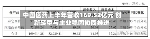 中国医药上半年营收169.52亿元 创新转型与主业稳固协同推进-第2张图片