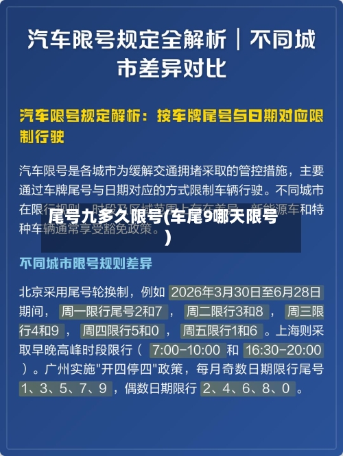 尾号九多久限号(车尾9哪天限号)